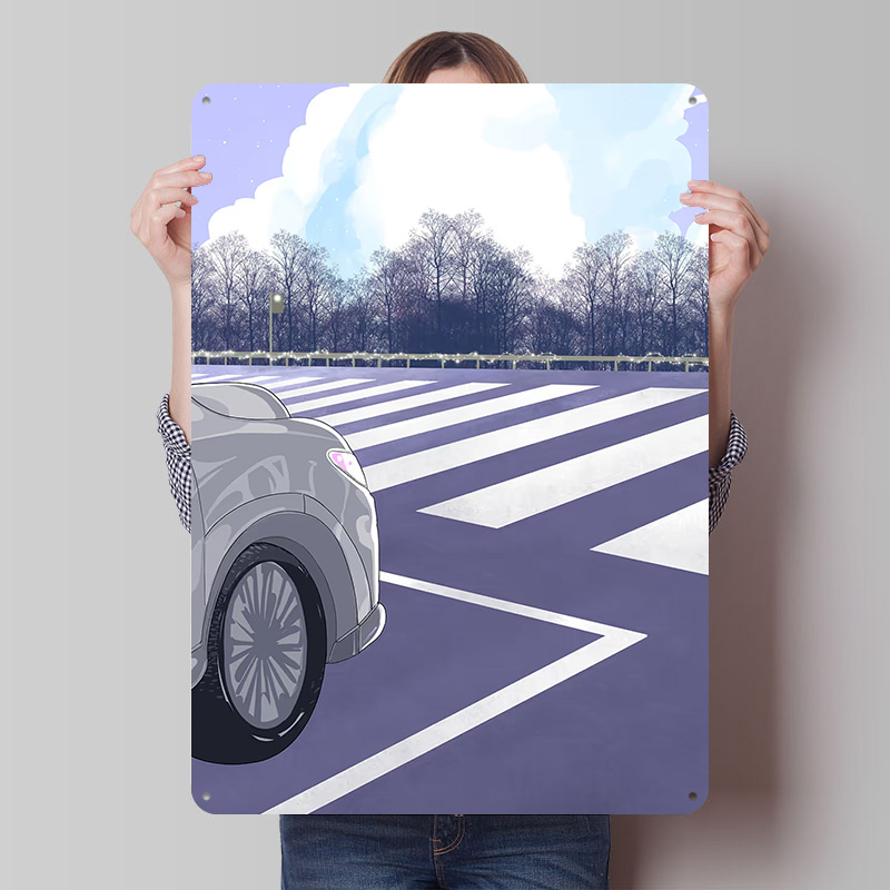 Retro Gaming On - on Crosswalk With Winter Trees Car