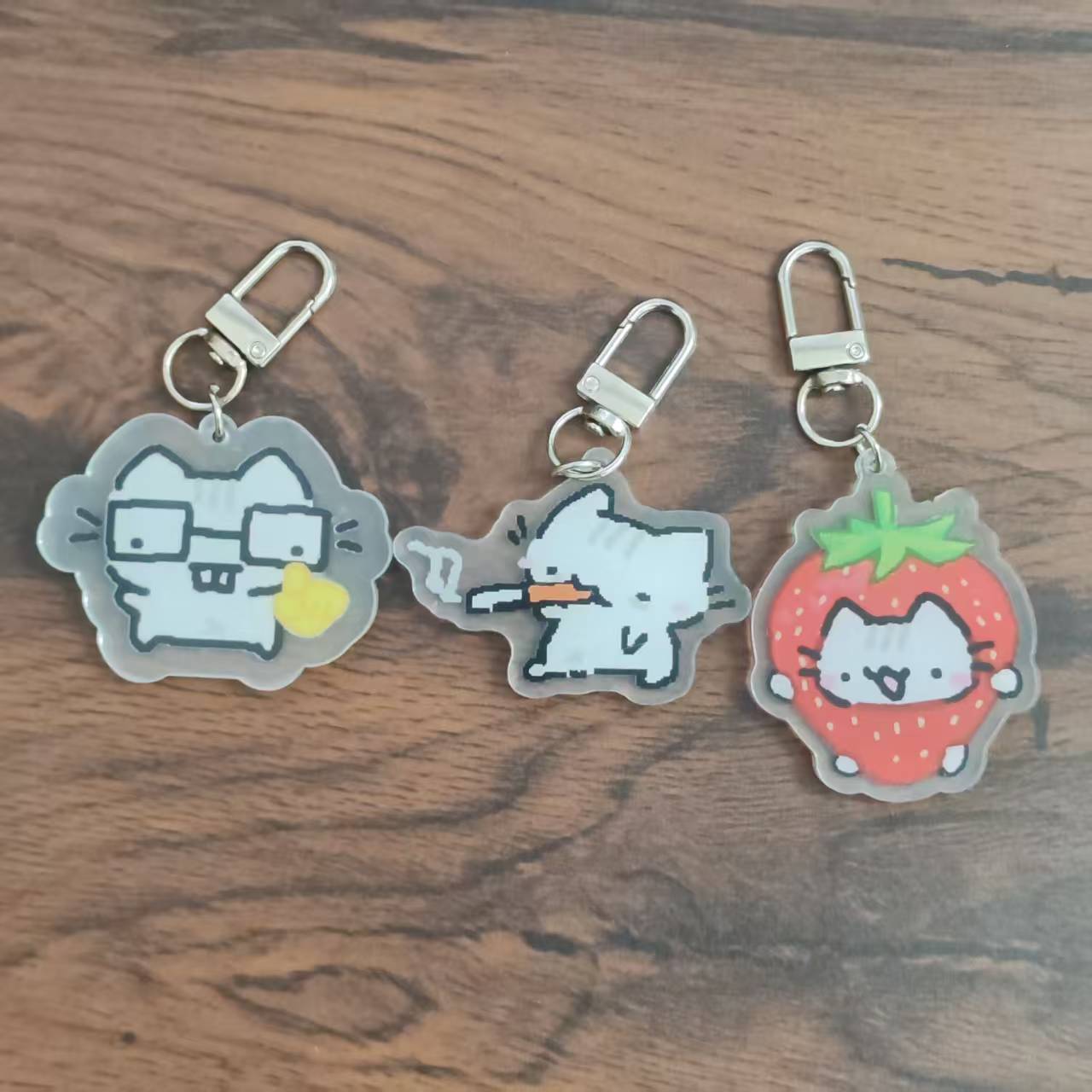 Retro Gaming Vibe - 2d Flat Pixel Cat Keychain -
