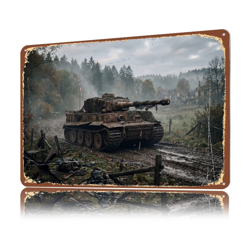 Tiger Tank in Muddy Landscape  - Retro Poster Gaming review and price