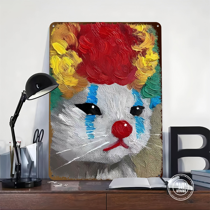 Sad Clown Cat Painting Tinplat - Retro Poster Gaming review and price